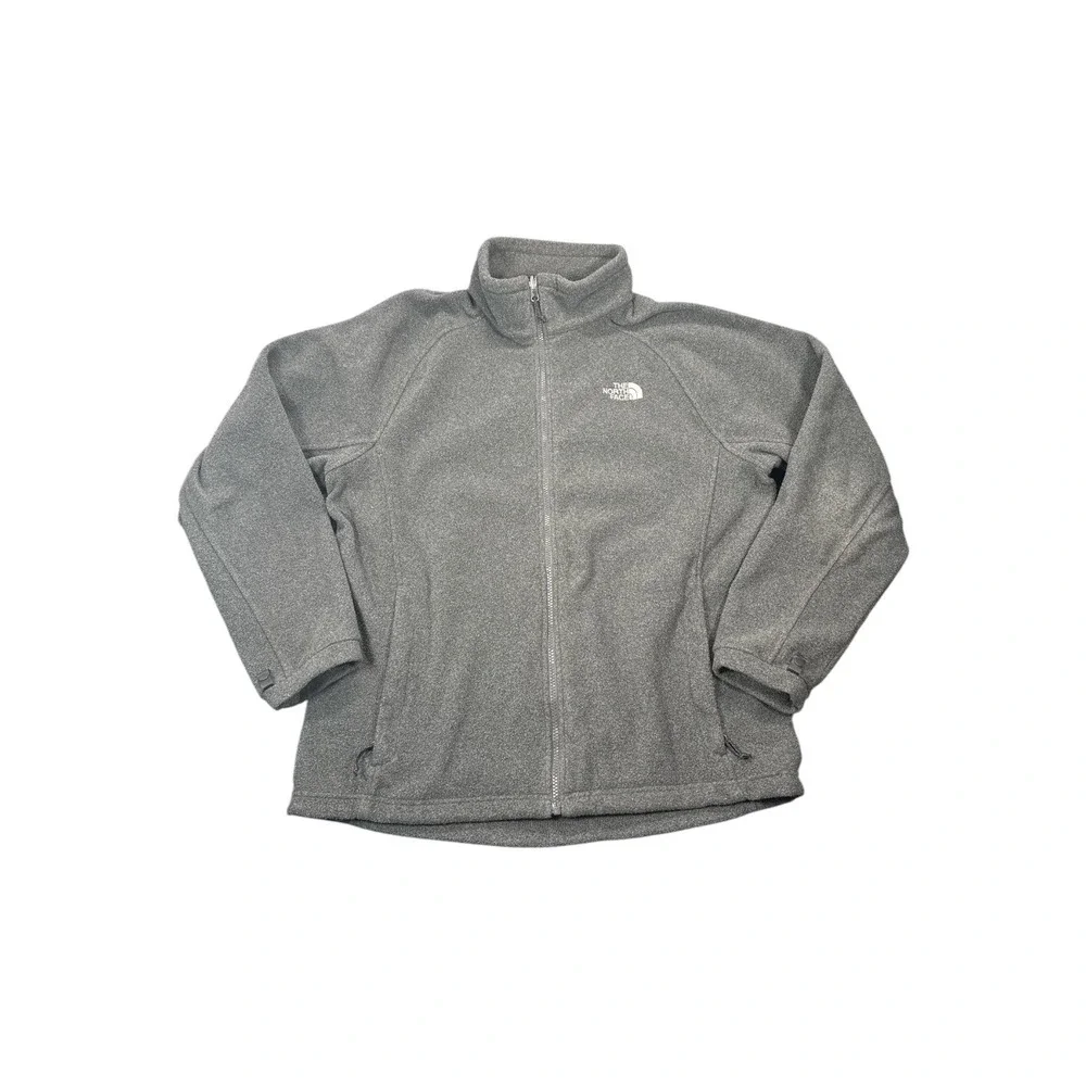 The North Face Mens Full Zip Fleece Jacket Grey Heather Mock Neck L